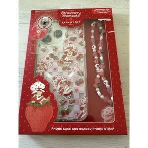 🍓 NEW Strawberry Shortcake  Phone Case w/ Beaded‎ Strap iPhone 13/14 Pro Max